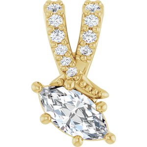 18K Yellow Gold 6x3 mm Marquise Pendant Mounting