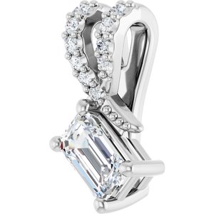 18K White Gold 5x3 mm Emerald Pendant Mounting – image 3