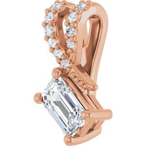 18K Rose Gold 5x3 mm Emerald Pendant Mounting – image 3