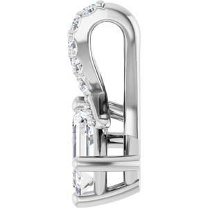 14K X1 White Gold 5x3 mm Emerald Pendant Mounting – image 5