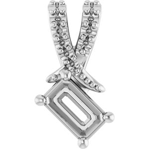 10K White Gold 5x3 mm Emerald Pendant Mounting – image 2