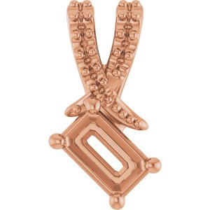 18K Rose Gold 5x3 mm Emerald Pendant Mounting – image 2