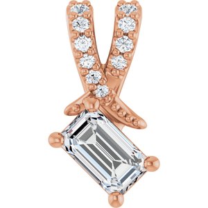10K Rose Gold 5x3 mm Emerald Pendant Mounting