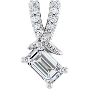14K White Gold 5x3 mm Emerald Pendant Mounting