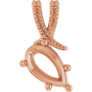 10K Rose Gold 10x6 mm Pear Pendant Mounting – image 2