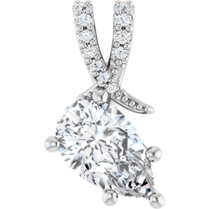 10K White Gold 10x6 mm Pear Pendant Mounting