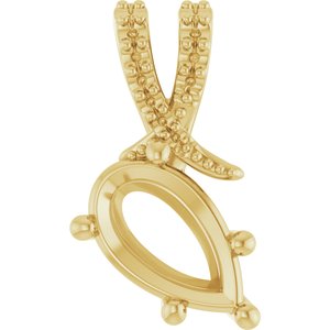 18K Yellow Gold 10x6 mm Pear Pendant Mounting – image 2