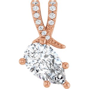 10K Rose Gold 10x6 mm Pear Pendant Mounting