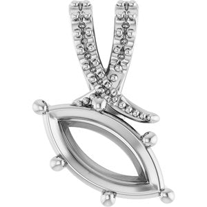 10K White Gold 10x5 mm Marquise Pendant Mounting – image 2