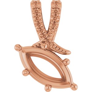 10K Rose Gold 10x5 mm Marquise Pendant Mounting – image 2
