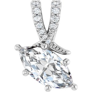 10K White Gold 10x5 mm Marquise Pendant Mounting