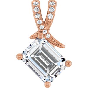 10K Rose Gold 8.5x6.5 mm Emerald Pendant Mounting