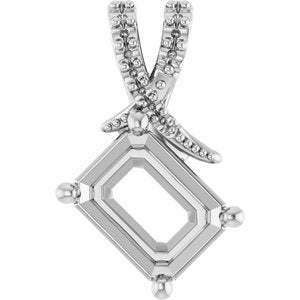 Platinum 8.5x6.5 mm Emerald Pendant Mounting – image 2