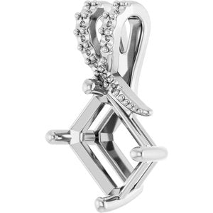 10K White Gold 8.5x6.5 mm Emerald Pendant Mounting – image 4