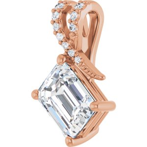10K Rose Gold 8.5x6.5 mm Emerald Pendant Mounting – image 3