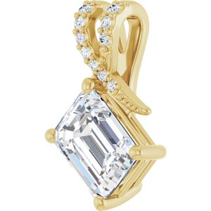 14K Yellow Gold 8.5x6.5 mm Emerald Pendant Mounting – image 3