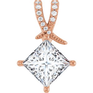 10K Rose Gold 7.5x7.5 mm Square Pendant Mounting