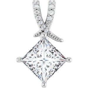 Sterling Silver 7.5x7.5 mm Square Pendant Mounting