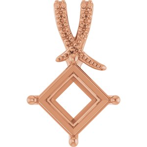 10K Rose Gold 7.5x7.5 mm Square Pendant Mounting – image 2