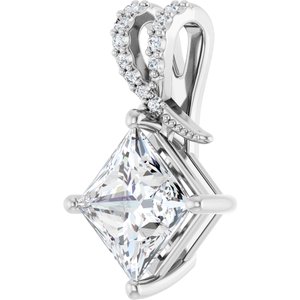10K White Gold 7.5x7.5 mm Square Pendant Mounting – image 3