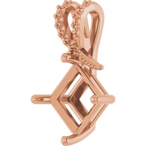 18K Rose Gold 7.5x7.5 mm Square Pendant Mounting – image 4