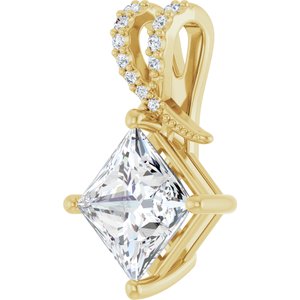 10K Yellow Gold 7.5x7.5 mm Square Pendant Mounting – image 3