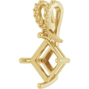 10K Yellow Gold 7.5x7.5 mm Square Pendant Mounting – image 4