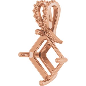 10K Rose Gold 12x10 mm Emerald Pendant Mounting – image 4