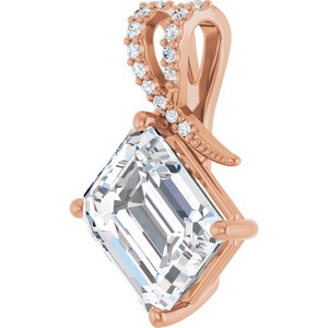18K Rose Gold 12x10 mm Emerald Pendant Mounting – image 3