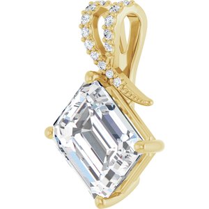 10K Yellow Gold 12x10 mm Emerald Pendant Mounting – image 3