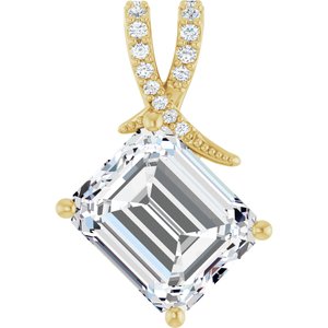 14K Yellow Gold 12x10 mm Emerald Pendant Mounting