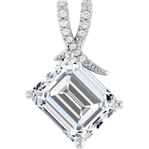 14K X1 White Gold 12x10 mm Emerald Pendant Mounting