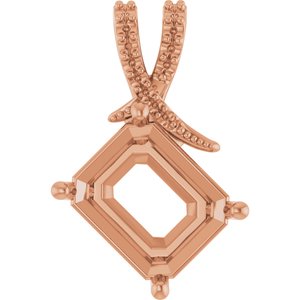 14K Rose Gold 12x10 mm Emerald Pendant Mounting – image 2