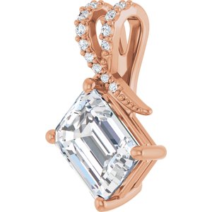 10K Rose Gold 9x7 mm Emerald Pendant Mounting – image 3