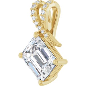 18K Yellow Gold 9x7 mm Emerald Pendant Mounting – image 3