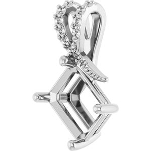 Platinum 9x7 mm Emerald Pendant Mounting – image 4