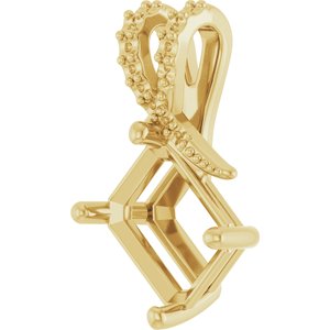 18K Yellow Gold 9x7 mm Emerald Pendant Mounting – image 4