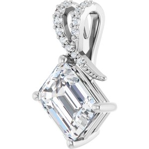 14K White Gold 9x7 mm Emerald Pendant Mounting – image 3