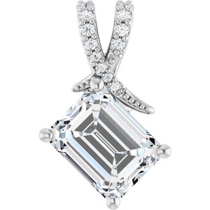 10K White Gold 9x7 mm Emerald Pendant Mounting
