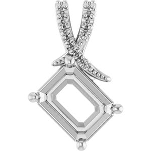 Sterling Silver 9x7 mm Emerald Pendant Mounting – image 2