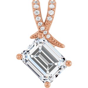 14K Rose Gold 9x7 mm Emerald Pendant Mounting