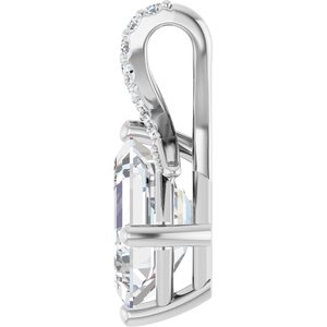 14K X1 White Gold 9x7 mm Emerald Pendant Mounting – image 5