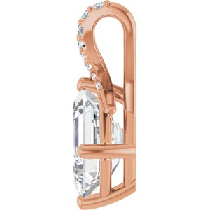 14K Rose Gold 9x7 mm Emerald Pendant Mounting – image 5