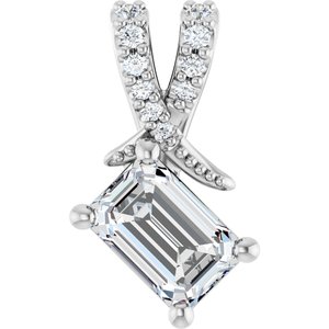 10K White Gold 6x4 mm Emerald Pendant Mounting