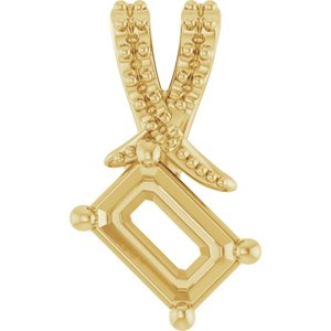 14K Yellow Gold 6x4 mm Emerald Pendant Mounting – image 2