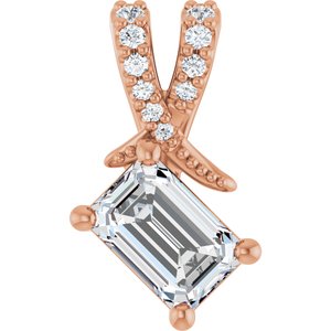 10K Rose Gold 6x4 mm Emerald Pendant Mounting