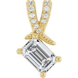 18K Yellow Gold 6x4 mm Emerald Pendant Mounting