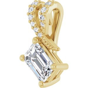 18K Yellow Gold 6x4 mm Emerald Pendant Mounting – image 3