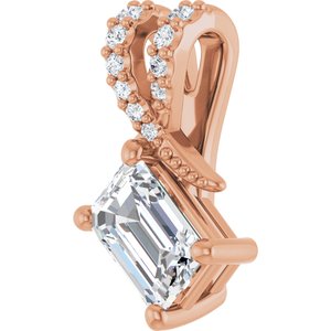 18K Rose Gold 6x4 mm Emerald Pendant Mounting – image 3
