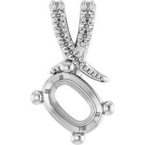 10K White Gold 7x5 mm Elongated Cushion Pendant Mounting – image 2